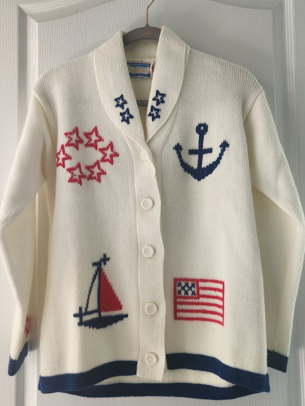Vintage Nautical Knit Cardigan Jacket.